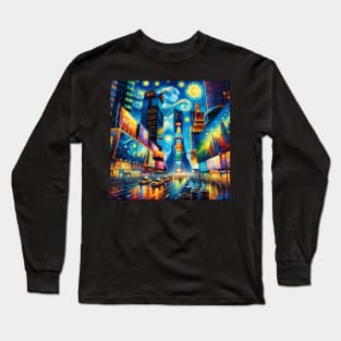 Times Square New York City Starry Night - Beautiful Iconic Places Long Sleeve T-Shirt